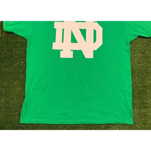 Retro Y2K Fruit of The Loom Notre Dame Fighting Irish Big logo t-shirt XL green - Picture 6 of 12